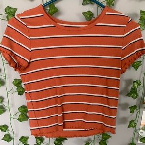 Striped aeo baby tee lettuce crop top striped